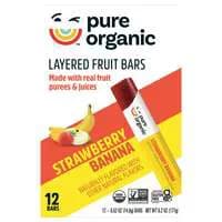 Pure Organic Gluten Free Strawberry Banana Layered Fruit Bars - 12 ct
