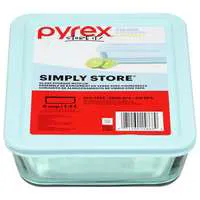 Pyrex Simply Store Square Glass Storage Container with Lid Light Blue