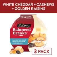 Sargento Balanced Breaks Sharp White Cheddar Cheese Cashews Raisins - 3 ct