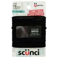 Scunci No Damage Color Match Comfy Hold Hair Elastics Black