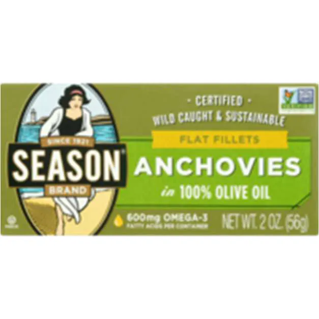 Season Flat Anchovy Fillets in Olive Oil