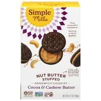 Simple Mills Gluten Free Cocoa Cashew Nut Butter StuƯed Sandwich Cookies