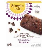 Simple Mills Gluten Free Soft Chocolate Brownie Almond Flour Bars - 5 ct