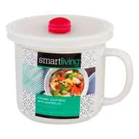 Smart Living Soup Mug with Lid Ceramic 20 oz (Colors May Vary)