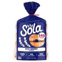 Sola 14g Protein Keto Friendly High Fiber Blu-Berry Bagels - 4 ct