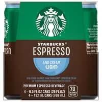 Starbucks Light Espresso & Cream Beverage - 4 pk
