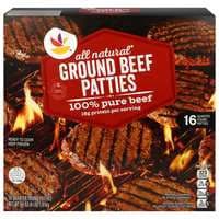 Stop & Shop All Natural 100% Pure Ground Beef Patties - 16 ct Frozen