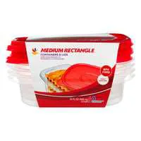 Stop & Shop Medium Rectangle Containers & Lids 4 Cups