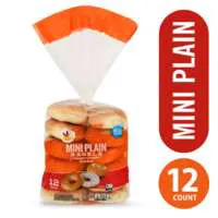 Stop & Shop Mini Plain Pre-Sliced Bagels - 12 ct