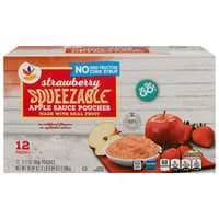 Stop & Shop Squeezable Strawberry Apple Sauce Pouches - 12 ct