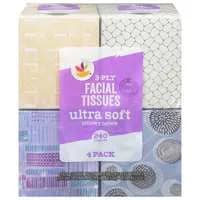 Stop & Shop Ultra Soft White Unscented 3-Ply Facial Tissues 60 ct ea - 4pk