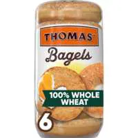 Thomas' Whole Grain 100% Whole Wheat Pre-Sliced Bagels - 6 ct