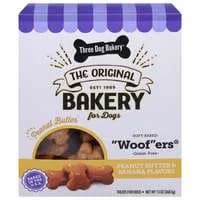 Three Dog Bakery Woofers Peanut Butter & Banana Soft Baked Dog Treats