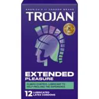 Trojan Pleasures Extended Latex Condoms Climax Control Lubricant