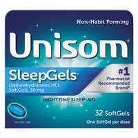 Unisom SleepGels Nighttime Sleep-Aid 50mg Diphenhydramine HCL Softgels