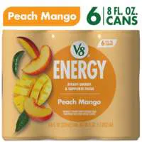 V8 Plus Peach Mango Flavored Sparkling Energy Drink - 6 pk