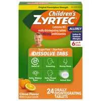 Zyrtec Children's Citrus Flavor Allergy Relief 10 mg Dissolve Tabs